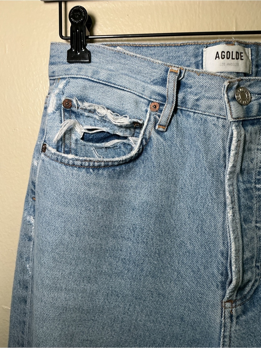 Agolde Women’s 90s Jeans 26 High Rise Distressed Organic Cotton L Wash - Picture 12 of 14